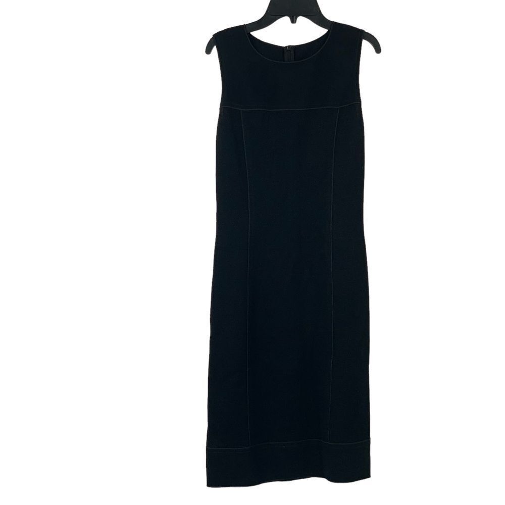NWT St. John Cavier Black Sleeveless Wool Blend Knit Sheath Dress Zip Size 2